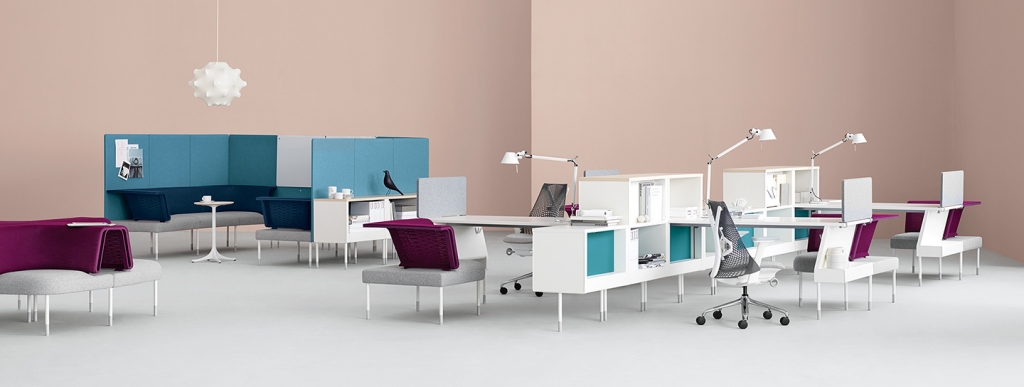 Photo Courtesy: FuseProject. Yves Behar designed new modular furniture for this programmable office concept for Herman Miller 